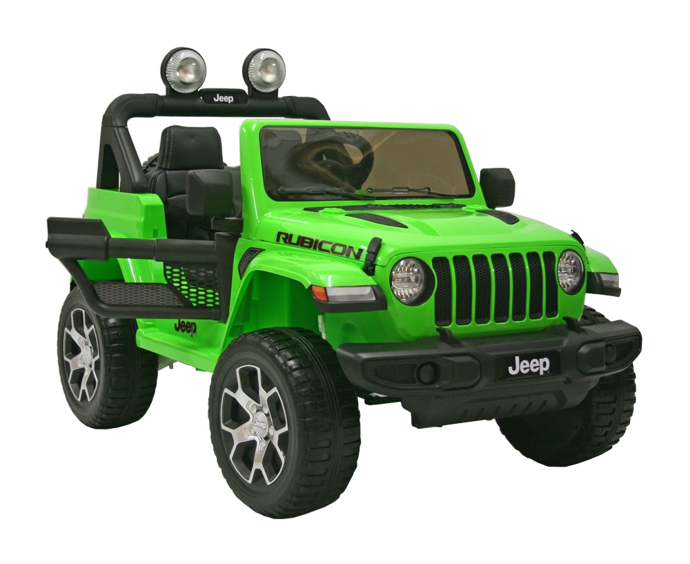 Masinuta electrica 4x4 Jeep Wrangler Rubicon, 12V, roti cauciuc scaun piele ecologica, verde