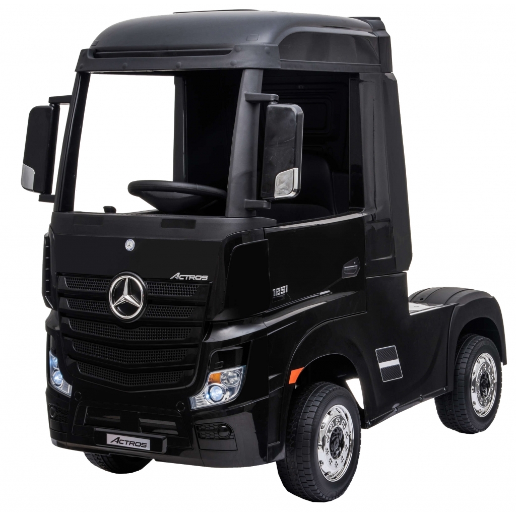 Camion electric Premier Mercedes Actros cu 2 baterii, 4x4, roti cauciuc EVA, scaun piele ecologica, negru