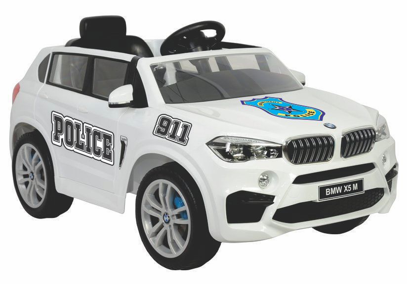 Masinuta electrica Premier BMW X5M Police, 12V, roti cauciuc EVA, scaun piele ecologica, alb