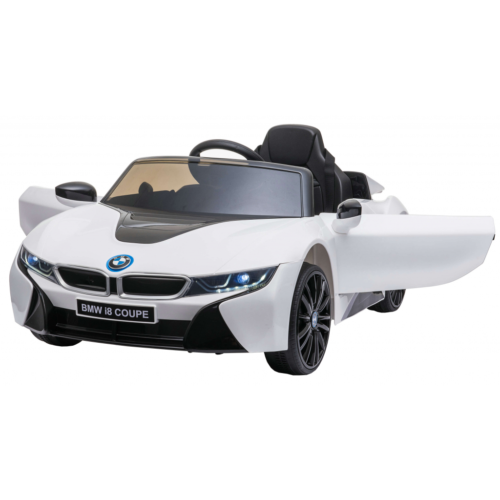 Masinuta electrica Premier BMW i8 12V roti cauciuc EVA scaun piele ecologica alb