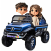 Masinuta electrica 4x4 Premier Mercedes Unimog, 12V, roti cauciuc EVA, scaun piele ecologica, albastru