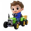 Tractor electric cu remorca Premier Farm, 12V, roti cauciuc EVA, verde