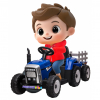 Tractor electric cu remorca Premier Farm, 12V, roti cauciuc EVA, albastru