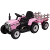 Tractor electric cu remorca Premier Farm, 12V, roti cauciuc EVA, roz