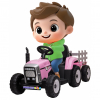 Tractor electric cu remorca Premier Farm, 12V, roti cauciuc EVA, roz