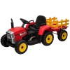 Tractor electric cu remorca Premier Farm, 12V, roti cauciuc EVA, rosu