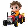 Tractor electric cu remorca Premier Farm, 12V, roti cauciuc EVA, rosu