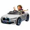 Masinuta electrica Premier BMW i4, 12V, roti cauciuc EVA, scaun piele ecologica, alb