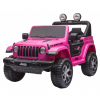 Masinuta electrica 4x4 Premier Jeep Wrangler Rubicon, 12V, roti cauciuc EVA, scaun piele ecologica, roz
