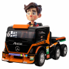 Camion electric cu remorca Premier Mercedes Axor, 12V, roti cauciuc EVA, scaun piele ecologica, portocaliu