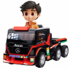 Camion electric cu remorca Premier Mercedes Axor, 12V, roti cauciuc EVA, scaun piele ecologica, rosu