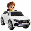 Masinuta electrica Premier Audi Q8, 12V, roti cauciuc EVA, scaun piele ecologica, alb