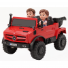 Camion electric cu bena rabatabila Premier Mercedes Unimog, 4x4, 12V, 2 copii, roti cauciuc EVA, scaun piele ecologica, rosu