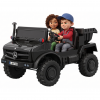 Camion electric cu bena rabatabila Premier Mercedes Unimog, 4x4, 12V, 2 copii, roti cauciuc EVA, scaun piele ecologica, negru