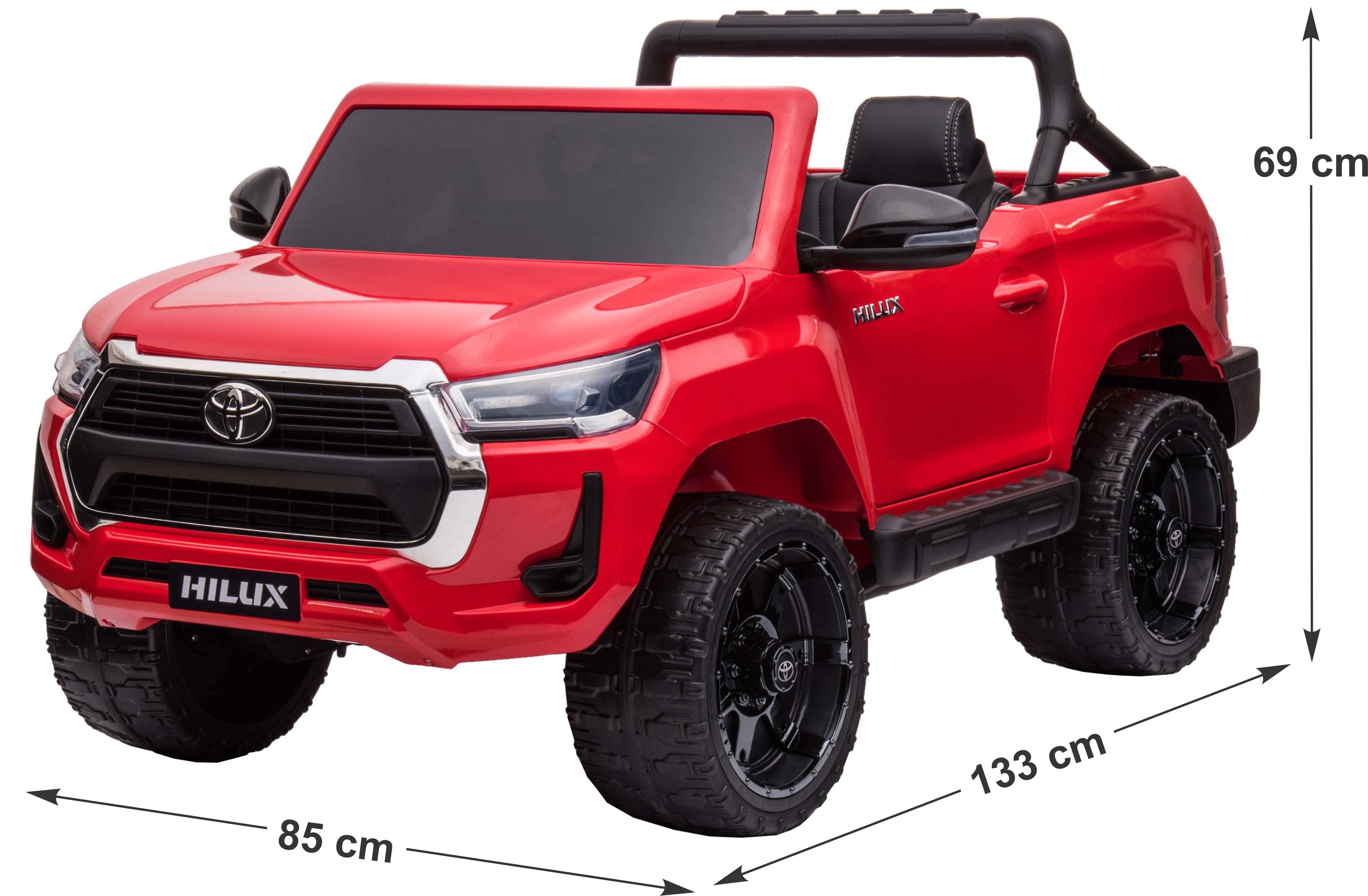 Masinuta electrica SUV Toyota Hilux black, 12V, 4x4,2 locuri, roti cauciuc EVA, scaun piele eco